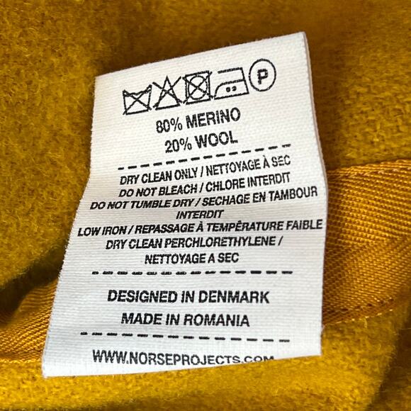 Norse Projects Men's Kyle Wool Shirt Jacket Mustard Yellow Size XL - Picture 10 of 13